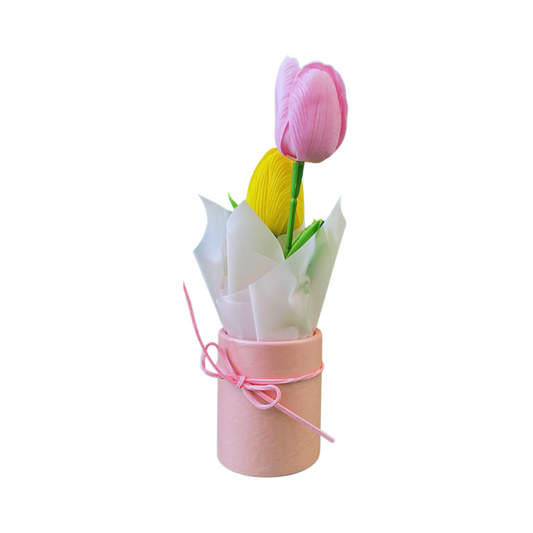 Artificial Yellow & Pink Tulip Pot