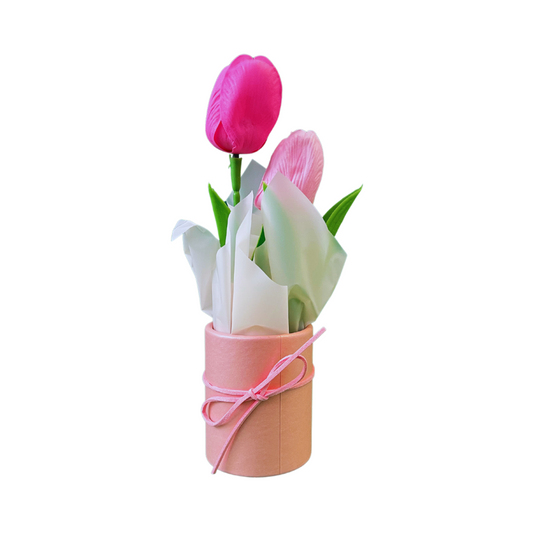 Artificial Pink Tulip Pot